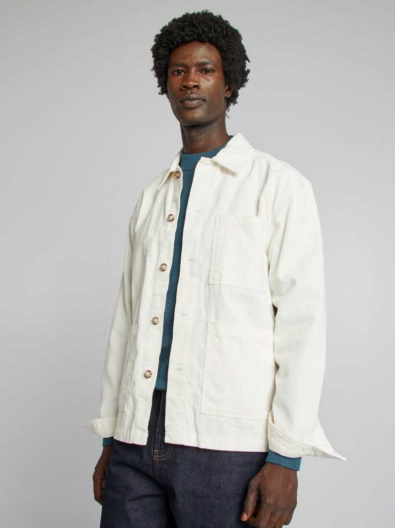 Regular Velvet Overshirt-white